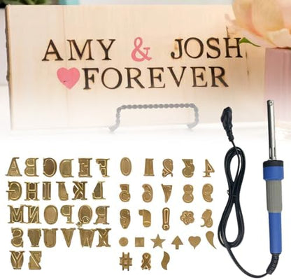 WUSAIRX 2025 New Wood Burning Kit with Letter Stamps, Wood Burning Pen with 26 Letters Alphabet, 10 Number and 10 Special Symbols, DIY Valentine's Day Birthday Gift (Blue) by WUSAIRX
