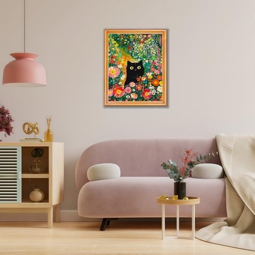 Flowers and Black Cat Paint by Numbers for Adults Beginner 16X20 inch - Image 3