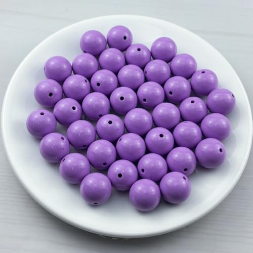 40pcs Acrylic Round Beads for Crafts 18mm Resin Candy Color Spacer Beads with Hole for Jewelry Making Sewing Crafts Decoration Necklaces Bracelets Earrings Supplies(Light Purple) - Image 2
