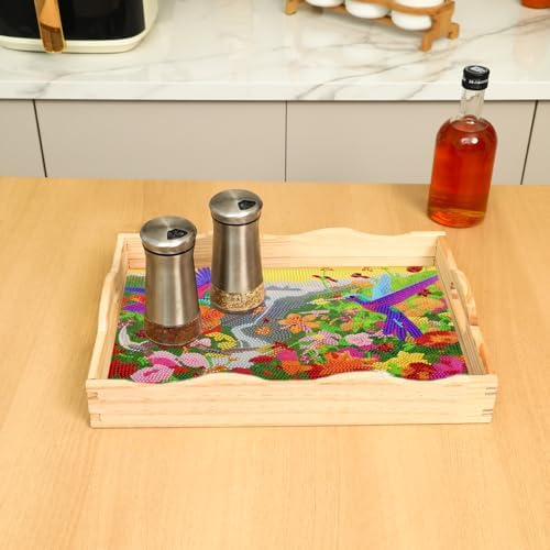 DOTSOPS 5D Diamond Art Kits for Adults Wooden Serving Tray with Handle - Image 4