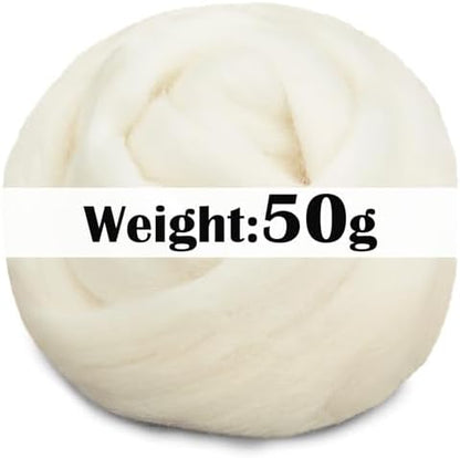 Mayboos 1.76oz White Natural Wool Roving, Needle Felting Wool - Image 2