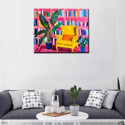 Bohemia Book Theme Paint by Numbers Kits for Adult Yellow Sofa Paint by Numbers Kits Botanical Acrylic Paint by Numbers Kits on Canvas Perfect for Gift Home Wall Decor DIY Framed 16x20 Inch - Image 4
