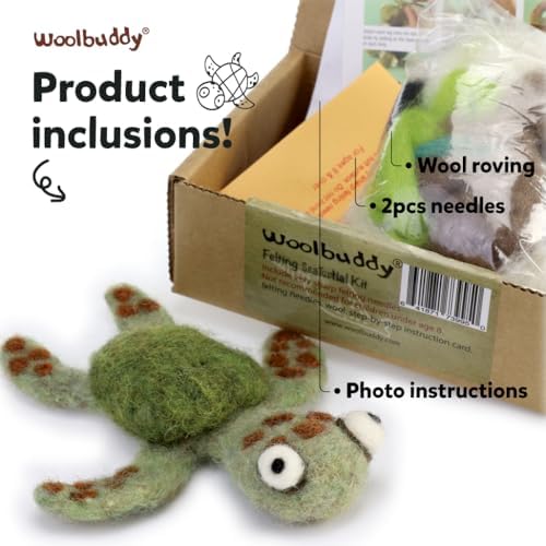 Woolbuddy Needle Felting Starter Kit (Sea Turtle) for Adults with DIY Tool - Image 3