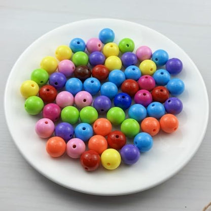 60pcs Acrylic Round Beads for Crafts 14mm Resin Candy Color Spacer Beads with Hole for Jewelry Making Sewing Crafts Decoration Necklaces Bracelets Earrings Supplies(Dark Mix Colors) - Image 2