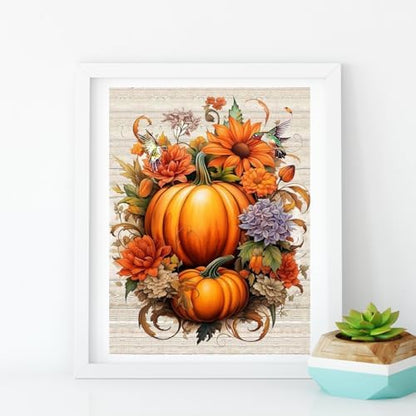 MjhRcll Fall Stamped Cross Stitch Kits,DIY Colorful Pumpkins Cross Stitch Ornament Kits for Adults Beginners, Counted Embroidery Needlepoint Kits Home Decor 12x16inch - Image 3