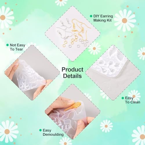 Boutigem 2Pcs Flower Earring Resin Mold Spring Floral Silicone Casting Mold Earring Hooks Jump Rings for Women Jewelry Making Handicrafts Decoration Supplies - Image 7