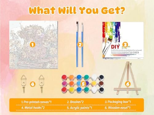 Highland Cow Paint by Numbers Kit for Adults with Frame & Easel 8x8inch - Image 6