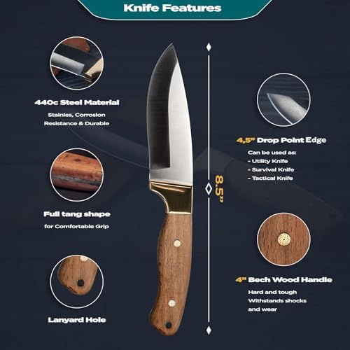 Knife Making Kit DIY Gift for Men - Gift Set, Complete Tools, & Accessories to Make Knife, Stainless Steel Drop Point Blade, Beginners Guide, Husband Boyfriend Dad Handwork Hobbies, Gift for Him - Image 4