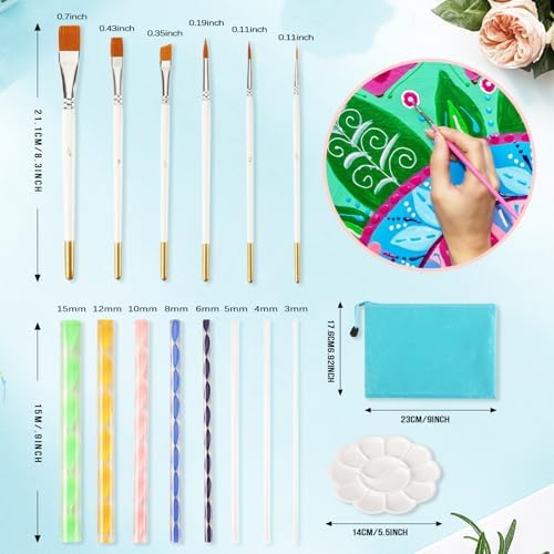 Augshy Mandala Dotting Tools Painting Kit, 58Pcs Dotting Tools for Painting DIY Rock Template Stencils Kit Brush Tray Pen Zipper Bag for Stone Canvas Mandala Arts - Image 3