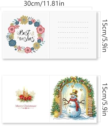 DIY Diamond Greeting Cards Set Christmas, 5D DIY Diamond Art Painting Greeting Card, DIY Christmas Card Making Kits for Family Friends Handmade Gift-#03-Snowman - Image 3