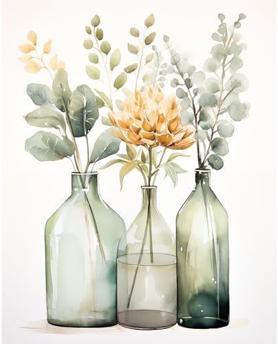 Natuyalo Paint by Numbers Kit for Adults - Flowers in Bottle DIY Adult Paint by Number Kits Acrylic Canvas Painting for Adults Beginners Kids Art Crafts Without Frame, 16x20 Inch by Natuyalo