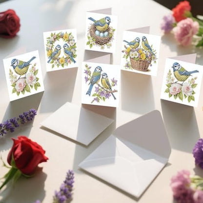 C'eitura 12Pcs Bluebird Diamond Art Painting Greeting Card Kit with Envelopes, DIY Bird Theme Christmas Birthday Thanksgiving Card Making Set, Nature Inspired Handmade Card Craft - Image 3