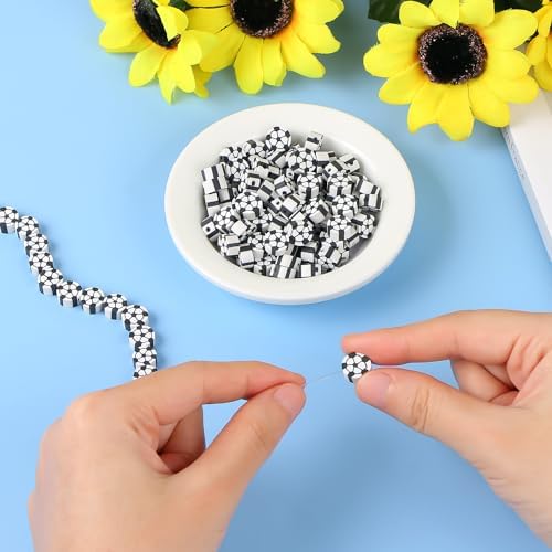 EVERMARKET 100pcs Soccer Beads Polymer Clay Football Softball Beads Charms Soccer Ball Spacer DIY Sports Bead for Necklace Bracelet Handmade Jewelry Making Accessories Supplies - Image 6