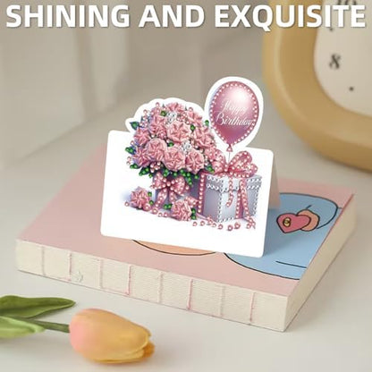 6 Packs Birthday DIY Diamond Art Greeting Cards with Envelopes Special Shaped 3D Fold Rhinestone Painting Card Handmade Gem Dots Art Kit for Beginner Adult Birthday Holiday Blessing Gift - Image 5