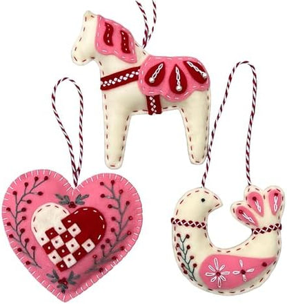 2024 Three Scandinavian Felt Ornaments Kit Hand Embroidery Christmas Ornaments Kit with DIY Material Package for Beginners Adults, 2025 Christmas 3D Novice Embroidery Needlepoint Starter Kit (A) by Unknown