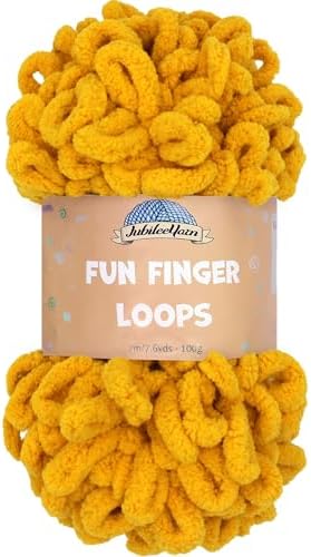 JubileeYarn Fun Finger Loops Yarn - Mustard - 1 Skein by BambooMN