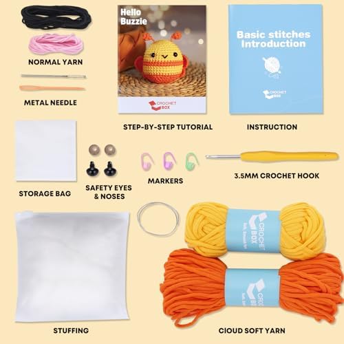 Crochet Kit for Beginners - Bee Crochet Kit, Learn to Crochet, All You Need in, Videos, Instructions, Soft Yarn, Birthday Gift for Adults - Image 3