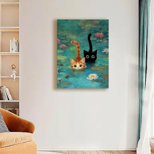 TCDZMYGS Stamped Cross Stitch Kits for Beginners-Pond Cat,12x16in - Image 2