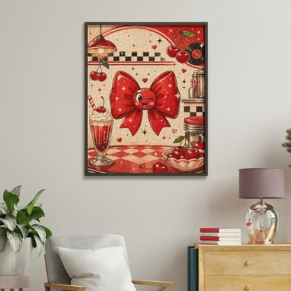 Bozfoxa Paint by Numbers Kit for Adults Beginner Red Cherry Bow - Image 4