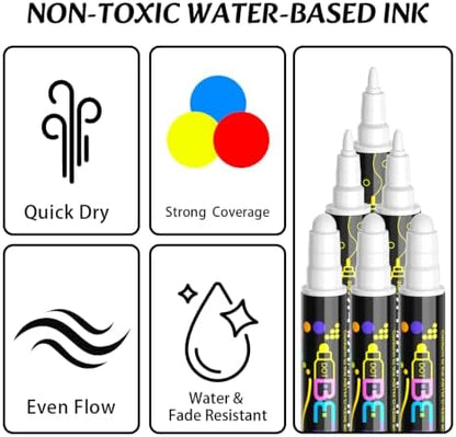 Betem 6 White Dual Tip Acrylic Paint Markers, Fabric Decorating Kits - Image 4