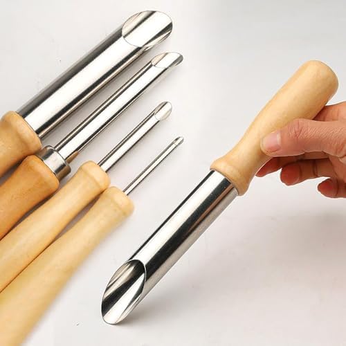 8PCS Round Clay Hole Cutters Set with Wooden Handles, Stainless Steel Clay Tools Kit for Drilling, Carving, Pottery, Ceramics and DIY Projects - Image 6