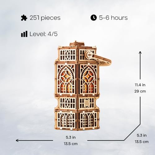 Wood Trick Antique Lantern LED 3D Wooden Puzzles for Adults to Build - Image 3
