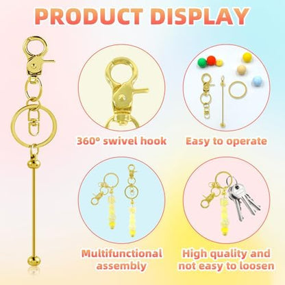 72 Pcs Beadable Keychains Bars bulk - 36 Gold DIY Metal Beaded Keychain Making Kit + 36 Bags Included, Bead Keychain Supplies,Blank Key Chain, Perfect for Women, Men, Mother's Day, Birthday Gift - Image 3