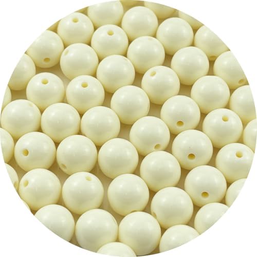 60pcs Acrylic Round Beads for Crafts 14mm Resin Candy Color Spacer Beads with Hole for Jewelry Making Sewing Crafts Decoration Necklaces Bracelets Earrings Supplies(Cream) by Unknown