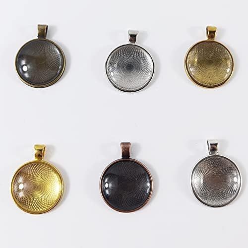 ROYHOO 90PCS Rhinestone Bezel Pendant Trays Set 30PCS Cabochon Pendant Setting 30PCS Clear Glass Cabochons and 30PCS Waxed Necklace Cord for Photo Pendant DIY Jewelry Making（6 Colors） - Image 4