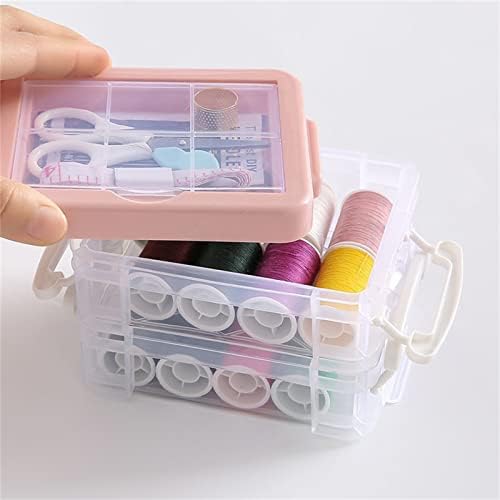 Agatige 30PCS Sewing Kit for Adults & Beginners, Three Layer Sewing Box Set Dual Purpose Handle Practice Kit with Case for Household (Pink) - Image 4