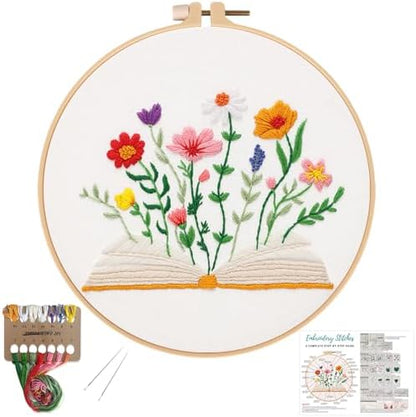 Louise Maelys Book & Flowers Embroidery Kit for Beginners Decor Craft Gift by LouiseMaelys