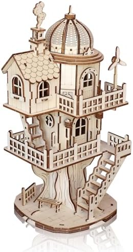 3D Wooden Puzzle for Adults, DIY Creative Circular Treehouse Model Kit by MakingLifeFunforCool
