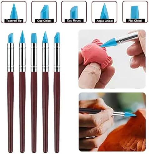 10 Pcs Silicone Clay Sculpting Tools Set, Double-Ended Dotting Tools & Silicone Brushes for Polymer Clay, Air Dry Clay, Pottery & DIY Crafting - Image 2