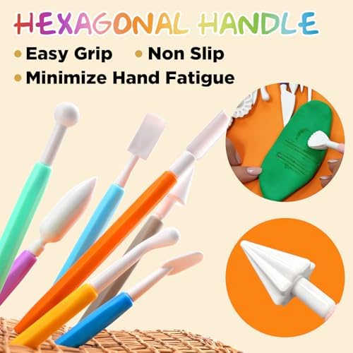16PCS Double Head Sculpting Tools Set, Clay Tools Kit with 1.7 FL OZ Air Dry Clay Glaze for DIY Pottery, Molding Polymer Clay – Safe & Ergonomic Grip for Craft Lovers & Beginners - Image 6