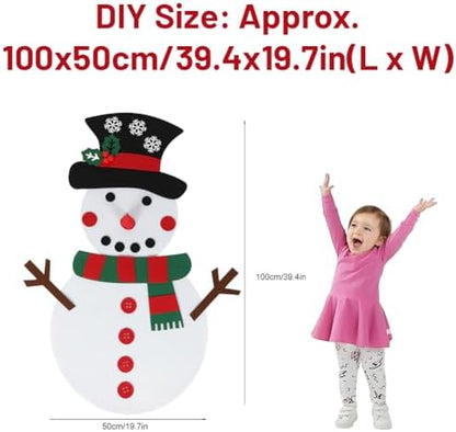Sunicon DIY Felt Snowman Set, Detachable Felt Snowman for Wall, Crafts Kit Wall Hanging Gifts for Winter Holiday Party Decorations(Red and Green Scarf Snowman) - Image 2