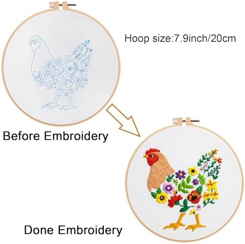 Louise Maelys Hen Embroidery Kit for Beginners Farmhouse DIY Craft - Image 3