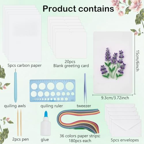 WEBEEDY 20 Sets Paper Quilling Kit for Adults Beginners 5 Styles Flower Quilling Greeting Card Making Kit with Instruction DIY Unique Flowers Cards for Valentine's Day Wedding New Year's Day - Image 2