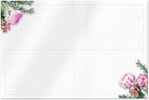 GLASSBOARD STUDIO Glass Craft Mat - Magnetic, Heat & Scratch Resistant - For Crafting, Cutting, Painting, Mixed Media Artwork - Grid Lines, Non-Slip Rubber Feet (Floral 24"L x 36"W) by GlassboardStudio