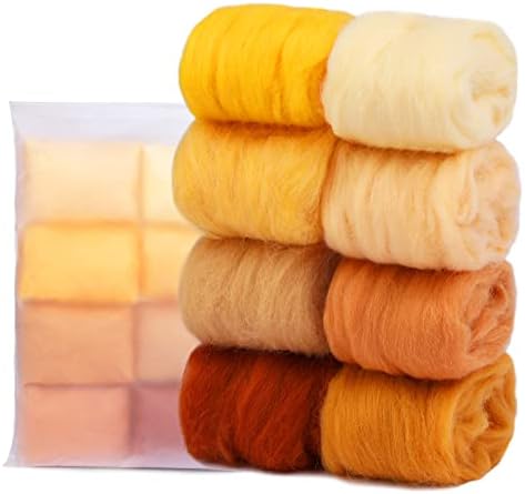 Wonvoc Needle Felting Wool 2.82oz /80g, 8 Colors Wool Roving (Autumn) by wonvoc