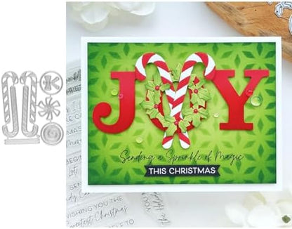 Scrapbooking Die-Cuts, Christmas Metal Cutting Dies for Card Making, Paper Craft Punch Template, Background Embossing Stencils, DIY Album Décor(Christmas Candy Stick-8.7x10.5cm) - Image 2
