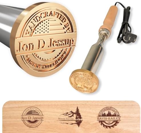 Terwex Electric Branding Iron for Wood, Custom Wood Branding Iron with Stand, Metal Logo Stamp for Leather Food, Custom Your Design on Wooden Projects, Wood Burning Stamp Tool Woodworker Gifts(1") by Terwex