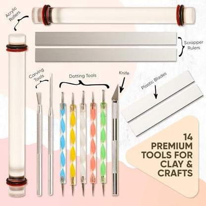 14 Pcs Clay Tools & Pottery Tools Kit, Polymer Clay Earring Making Kit - Image 2