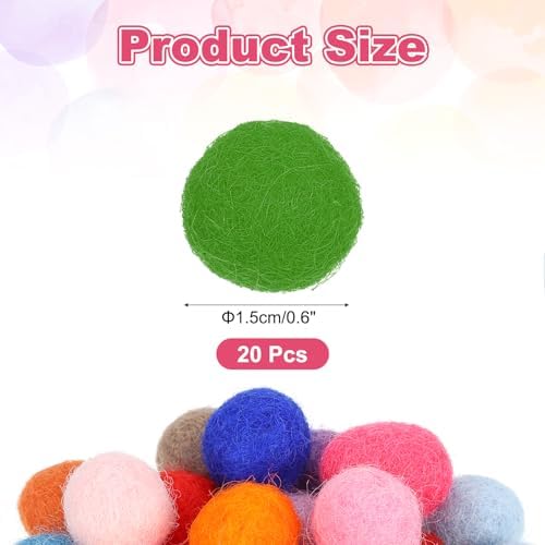 PATIKIL Wool Felt Balls Beads Wool Felting Pom 1.5cm 15mm Green for Home Decor DIY Crafts Handcrafts Project Pack of 20 - Image 2