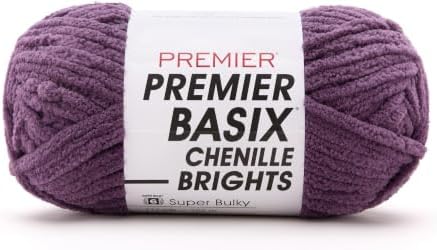 Premier Basix Chenille Brights Yarn, Plush Bulky Chenille Yarn for Crocheting & Hand Knitting, Soft Yarn for Cozy Projects, Chunky Yarn for Hand Knitting, Mulberry by Premier