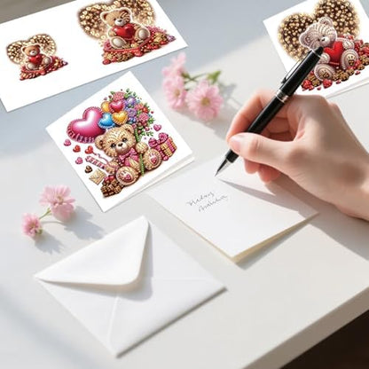 6pcs Diamond Painting Greeting Card with envelopes, DIY Bear and balloon Diamond Art Greeting Card for Blessing and Wish Special Shaped Arts Crafts for Christmas Birthday Thanksgiving Day Holiday - Image 5