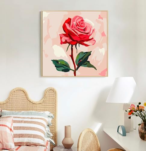 Offito Framed Paint by Numbers Kit for Adults Beginners, Rose Flowers - Image 2