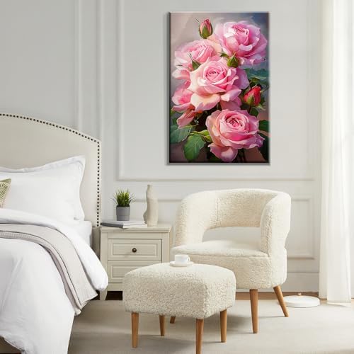 ATDMS Paint by Numbers Kit for Adults with Frame Flowers Paint by Numbers Kit with Easel DIY Adult Paint by Number Kits on Canvas Framed Floral Oil Painting Kits for Home Wall Decor 8x12 Inch - Image 6