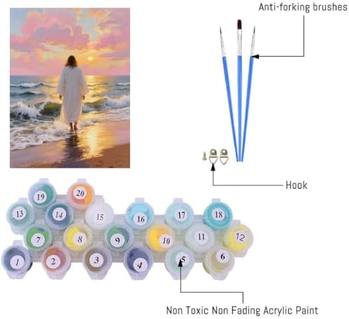 Mrnsiet Jesus Paint by Numbers Kit for Adults, Easy Christian Adult Paint by Number Kits on Canvas, DIY Acrylic Oil Number Painting Kits for Home Wall Decor Gift 16x20 Inch - Image 5