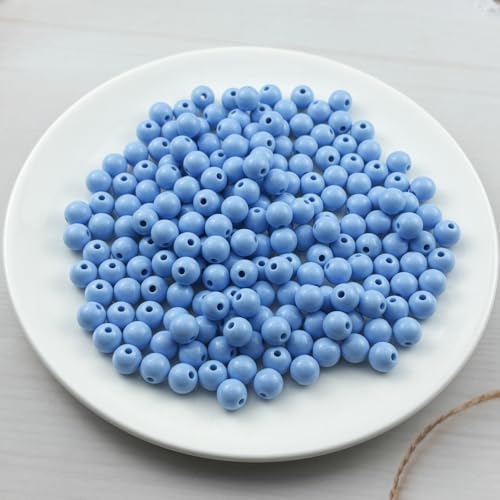 200pcs Acrylic Round Beads for Crafts 10mm Resin Candy Color Spacer Beads with Hole for Jewelry Making Sewing Crafts Decoration Necklaces Bracelets Earrings Supplies(Blue) - Image 2