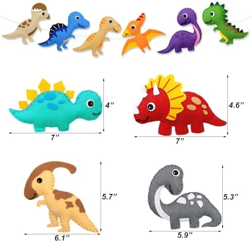 CiyvoLyeen Dinosaur Sewing Craft Kit DIY Kids Craft and Sew Set for Girls and Boys Educational Beginners Sewing Stuffed Animal Felt Plush Ornaments Set of 14 Sewing Kits for Kids Age 8 9 10 11 12 - Image 3